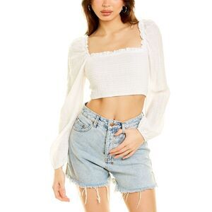 Daisy Lane Womens  Smocked Tie-Back Top, White